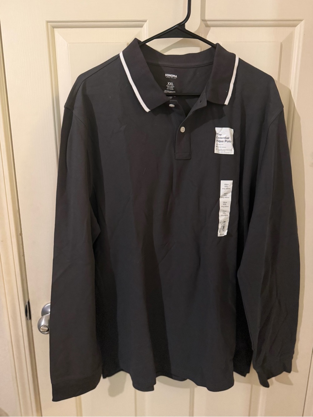 Sonoma Long-Sleeve Polo with White Collar Trim